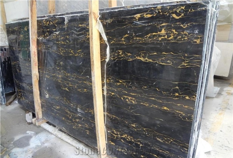 Italy Nero Portoro Macchia Larga Gold Marble Slabs