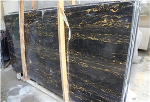 Italy Nero Portoro Macchia Larga Gold Marble Slabs