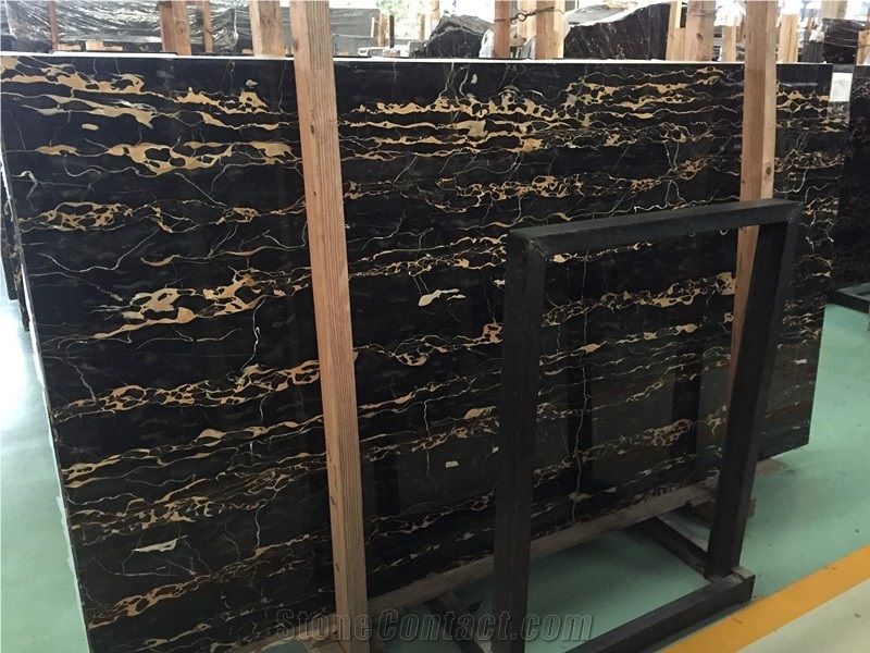 Italy Nero Portoro Macchia Larga Gold Marble Slabs