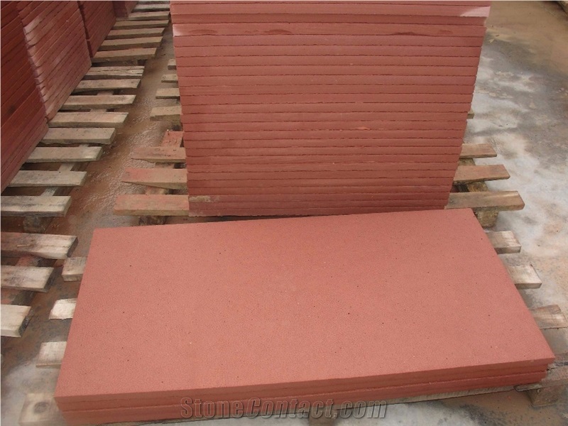Machine Cut China Red Sandstone Tiles Slabs
