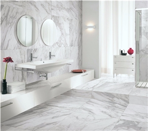 Matte and Polished Calacatta White Tiles