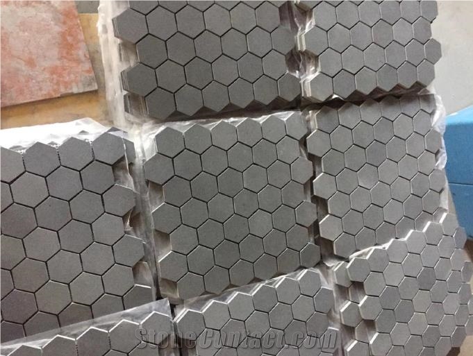 Natural Gray Basalt Stone Bluestone Mosaic Tiles