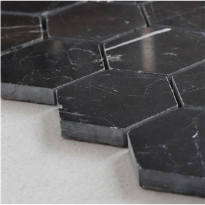 Nero Marquina Hexagon Marble Kitchen Mosaic Tiles