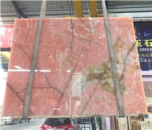 Polished Backlit Italy Onice Rosa Pink Onyx Slabs