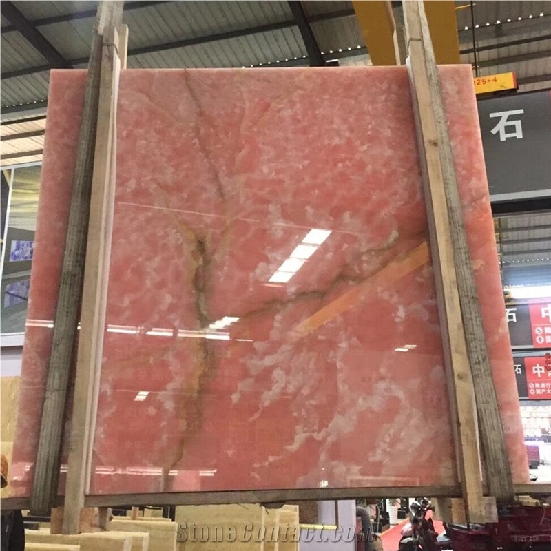 Polished Backlit Italy Onice Rosa Pink Onyx Slabs