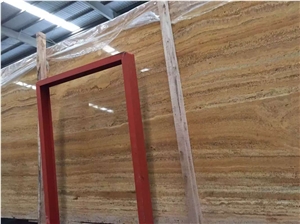 Polished Iran Azarshahr Lemon Travertine Tile Slab
