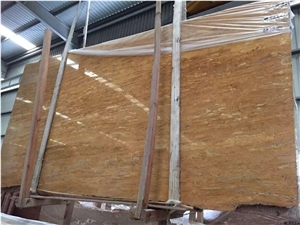 Polished Iran Azarshahr Lemon Travertine Tile Slab