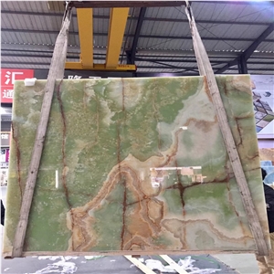 Polished Iran Naghadeh Green Onyx Stone Tile Slabs