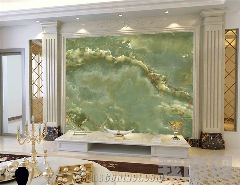 Polished Natural Iran Light Green Onyx Slabs Price