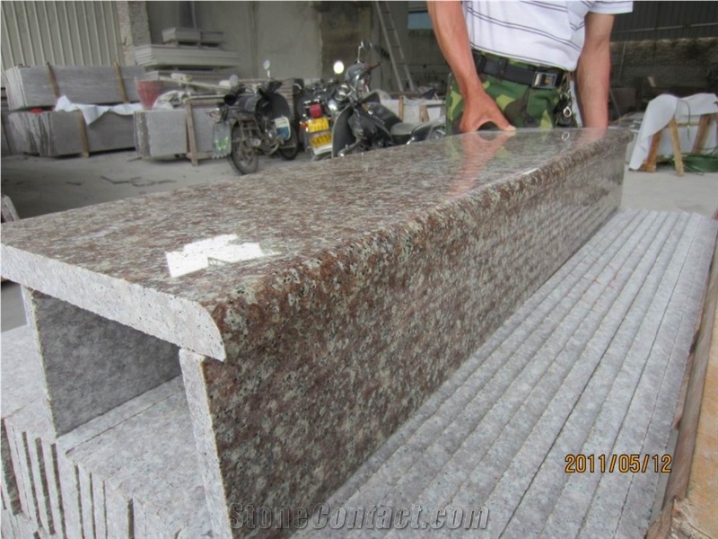 Polished Peach Flower Red Tiles for Stair Treads