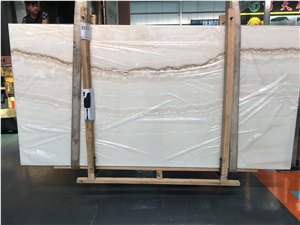 Polished Turkey Ivory White Onyx Stone Tiles Slabs