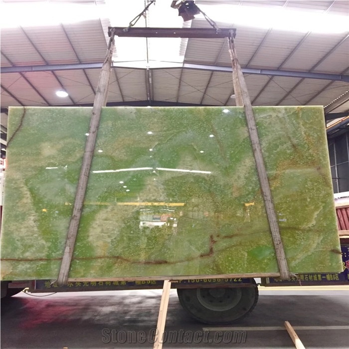 Polished Verde Afghanistan Green Onyx Wall Slabs