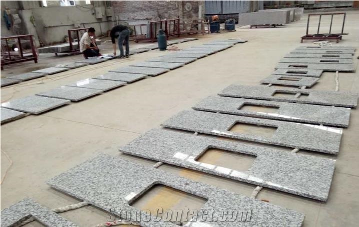 Puning Big Flower White Granite Bath Vanity Tops