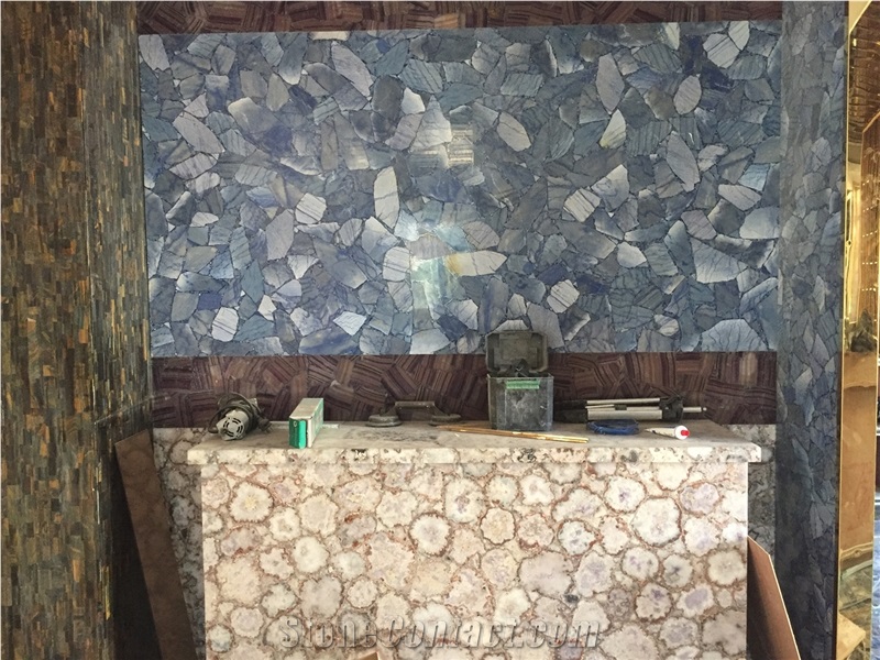 Semi Precious Azul Macauba Stone Wall