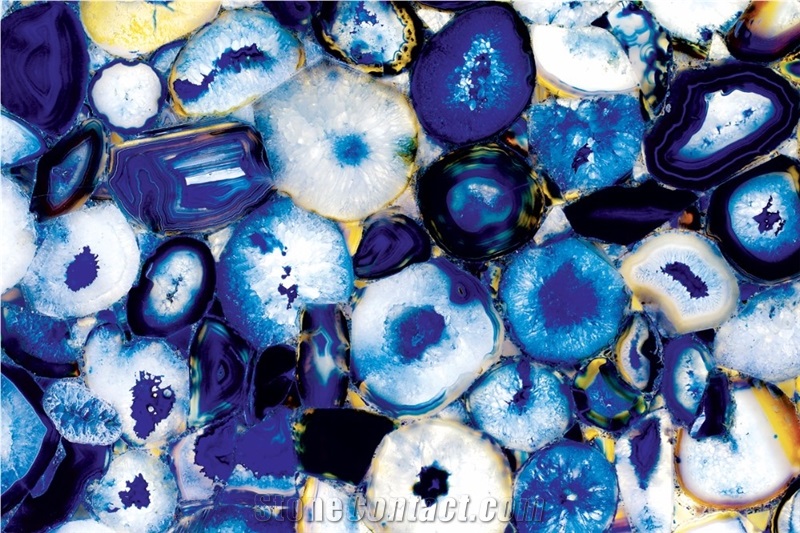 Semi Precious Blue Agate Stone Commercial Table