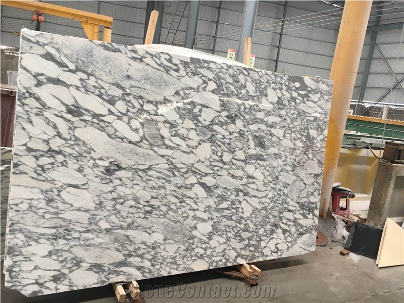 White Italy Arabescato Collettino Marble Tile Slab
