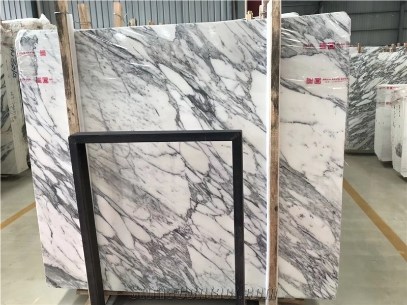White Italy Arabescato Collettino Marble Tile Slab