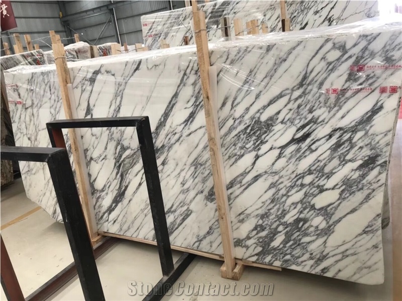 White Italy Arabescato Collettino Marble Tile Slab