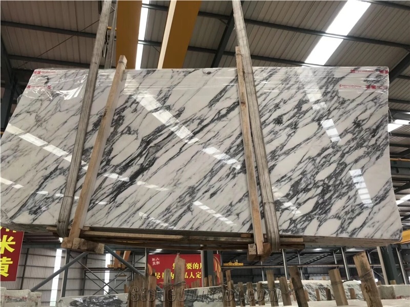 White Italy Arabescato Collettino Marble Tile Slab
