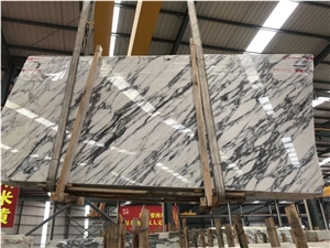 White Italy Arabescato Collettino Marble Tile Slab