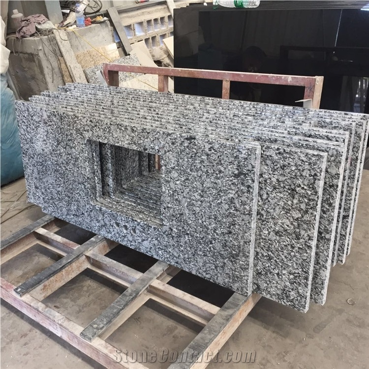 White Spray Wave Granite Bathroom Vanity Tops