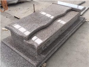 Wulian Red Granite G361 Polished Tombstone Design