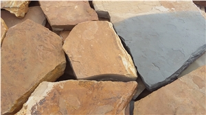 Yellow Cobalt, Brown Limestone Flagstone