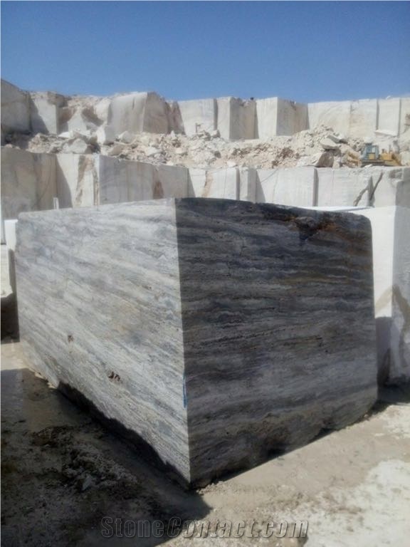 Silver Travertine Stone Block, Iran Silver Travertine