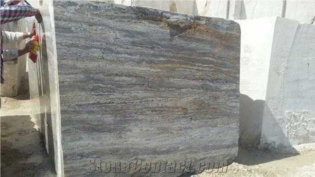Silver Travertine Stone Block, Iran Silver Travertine