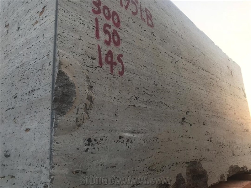 Silver Dark Travertine Block, Iran Silver Travertine