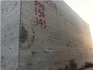 Silver Dark Travertine Block, Iran Silver Travertine