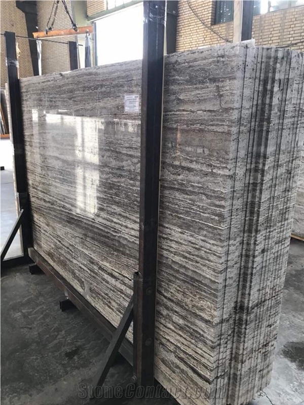 Silver Dark Travertine Block, Iran Silver Travertine