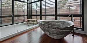 Silver Titanium Travertine Bathtub
