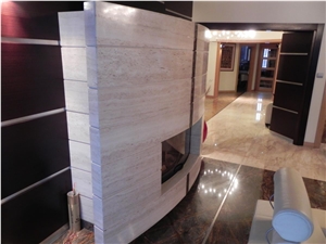 Classic Travertine Modern Fireplace