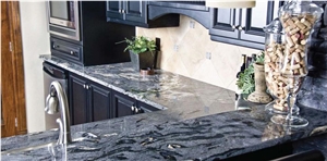 Cosmic Black Granite Kitchen Peninsula Top