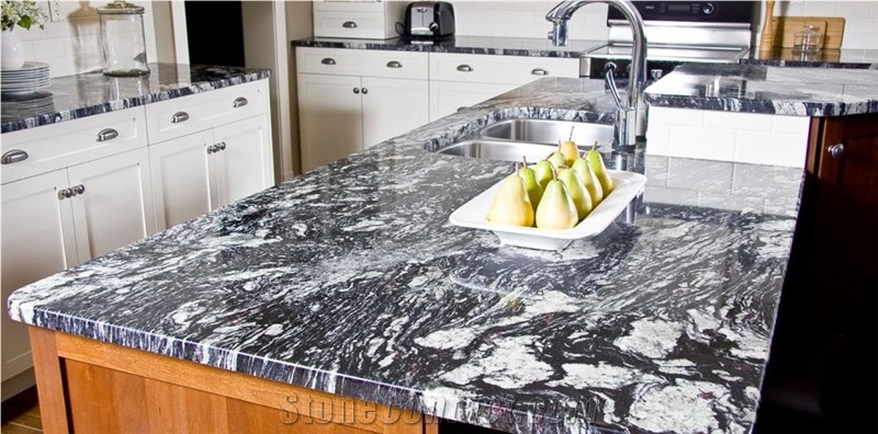 Tempest Black Granite Kitchen Island Top
