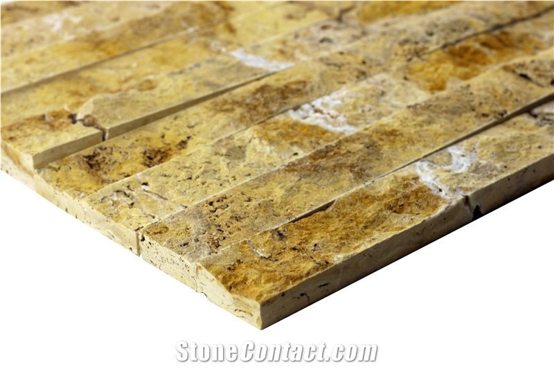Pt02 Split Face Natural Travertine Stone Wall Panel