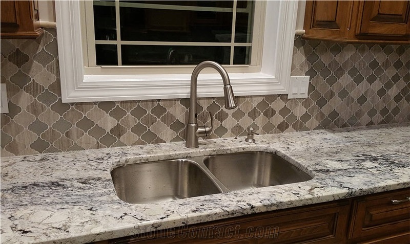 White Ice Granite Kitchen Perimeter Countertop
