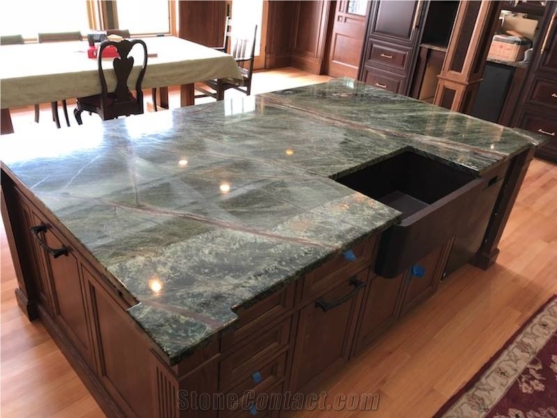 Rainforest Green Marble Island Top