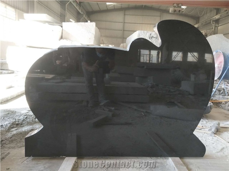 Modern Design Black Polished Tombstone Granite