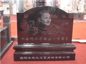 Modern Design Black Polished Tombstone Granite
