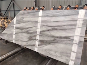 Cloudy White Marble Grey Veins Slab Kitchen Tile