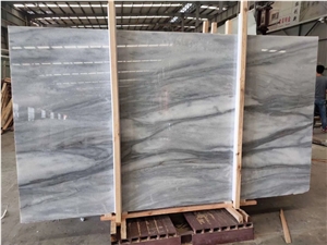 Cloudy White Marble Grey Veins Slab Kitchen Tile