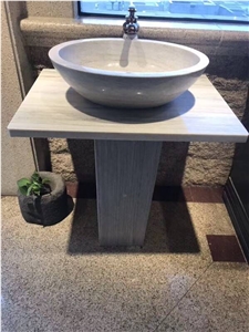 Natural Stone Marble Wash Basin Wood Vein Sink
