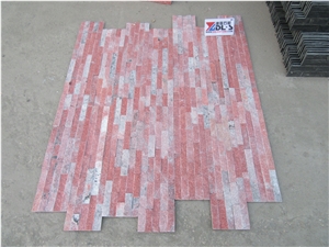 China Pink Natural Quartzite Ledge Stone Wall Cladding Panels