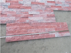 China Pink Natural Quartzite Ledge Stone Wall Cladding Panels