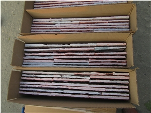 China Pink Natural Quartzite Ledge Stone Wall Cladding Panels