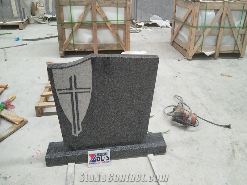 Hainan G654 Dark Grey Granite Headstone Monuments