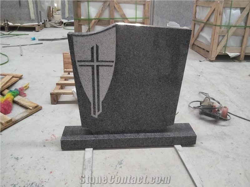 Hainan G654 Dark Grey Granite Headstone Monuments