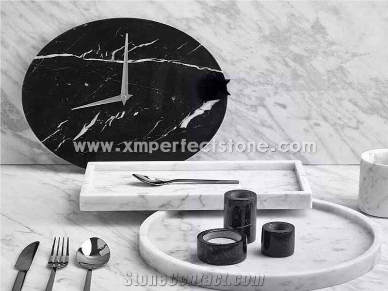 Black Marble Wall Clock 12 Inch Marble Clock